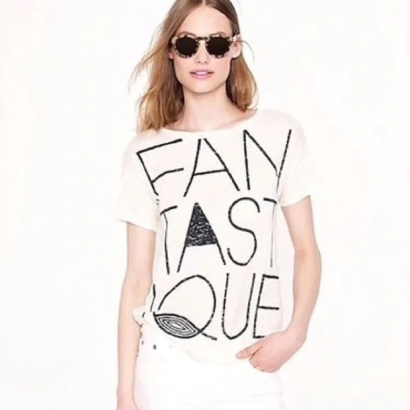 J.Crew Linen Fantastique T-Shirt, Off-white, SZ Small - Picture 1 of 7